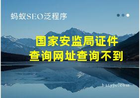 国家安监局证件查询网址查询不到