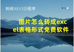 图片怎么转成excel表格形式免费软件