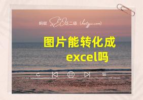 图片能转化成excel吗