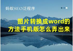 图片转换成word的方法手机版怎么弄出来