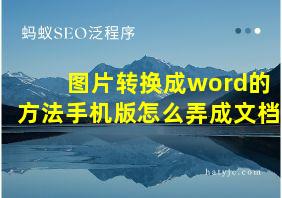 图片转换成word的方法手机版怎么弄成文档