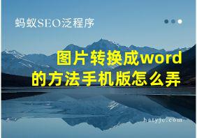 图片转换成word的方法手机版怎么弄