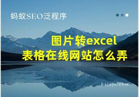 图片转excel表格在线网站怎么弄