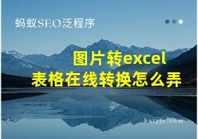 图片转excel表格在线转换怎么弄