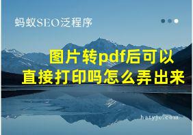 图片转pdf后可以直接打印吗怎么弄出来