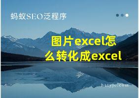 图片excel怎么转化成excel