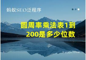 圆周率乘法表1到200是多少位数