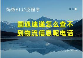 圆通速递怎么查不到物流信息呢电话