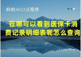 在哪可以看到医保卡消费记录明细表呢怎么查询