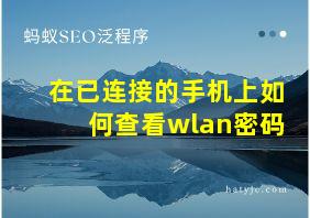 在已连接的手机上如何查看wlan密码