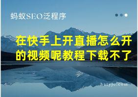 在快手上开直播怎么开的视频呢教程下载不了