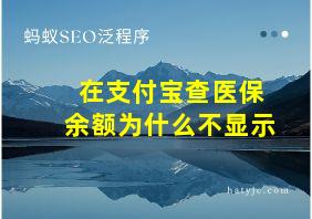 在支付宝查医保余额为什么不显示