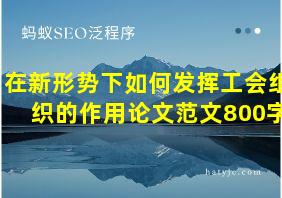 在新形势下如何发挥工会组织的作用论文范文800字