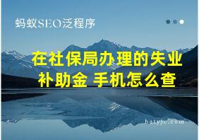 在社保局办理的失业补助金 手机怎么查