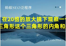 在20倍的放大镜下观察一个三角形这个三角形的内角和是