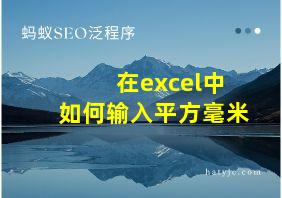 在excel中如何输入平方毫米