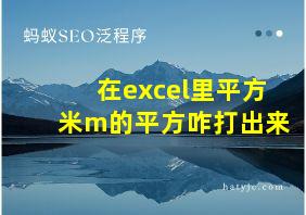 在excel里平方米m的平方咋打出来