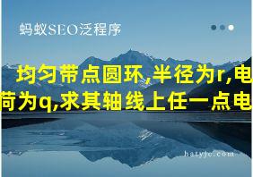 均匀带点圆环,半径为r,电荷为q,求其轴线上任一点电势