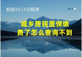 城乡居民医保缴费了怎么查询不到