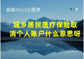 城乡居民医疗保险取消个人账户什么意思呀