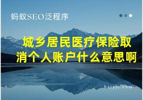 城乡居民医疗保险取消个人账户什么意思啊