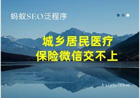 城乡居民医疗保险微信交不上