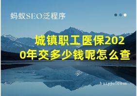 城镇职工医保2020年交多少钱呢怎么查