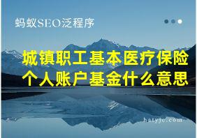 城镇职工基本医疗保险个人账户基金什么意思