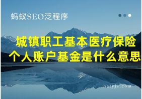 城镇职工基本医疗保险个人账户基金是什么意思