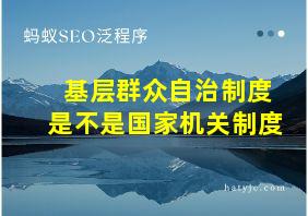 基层群众自治制度是不是国家机关制度