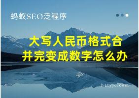 大写人民币格式合并完变成数字怎么办