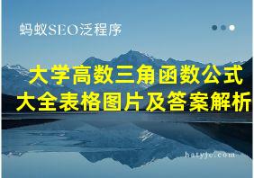 大学高数三角函数公式大全表格图片及答案解析