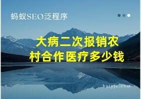 大病二次报销农村合作医疗多少钱