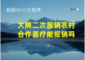 大病二次报销农村合作医疗能报销吗