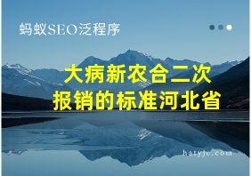 大病新农合二次报销的标准河北省