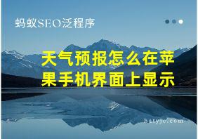 天气预报怎么在苹果手机界面上显示