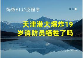 天津港大爆炸19岁消防员牺牲了吗