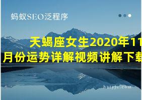 天蝎座女生2020年11月份运势详解视频讲解下载