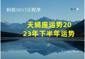 天蝎座运势2023年下半年运势