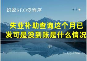 失业补助查询这个月已发可是没到账是什么情况