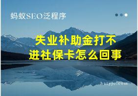 失业补助金打不进社保卡怎么回事