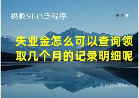 失业金怎么可以查询领取几个月的记录明细呢