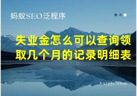 失业金怎么可以查询领取几个月的记录明细表