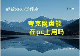 夸克网盘能在pc上用吗