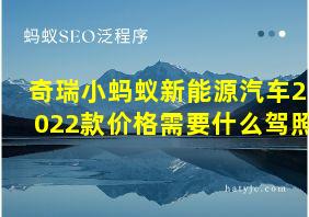 奇瑞小蚂蚁新能源汽车2022款价格需要什么驾照