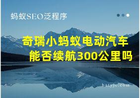 奇瑞小蚂蚁电动汽车能否续航300公里吗