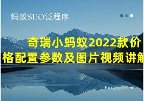 奇瑞小蚂蚁2022款价格配置参数及图片视频讲解