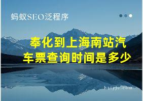 奉化到上海南站汽车票查询时间是多少