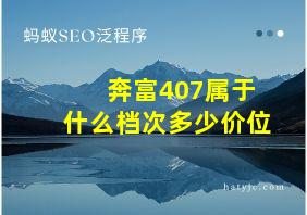 奔富407属于什么档次多少价位