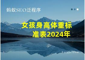 女孩身高体重标准表2024年